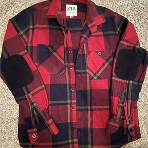 Zara Men's or women’s Red and Black Checkered Shirt